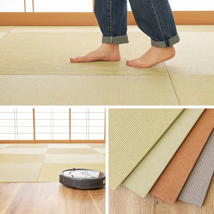 萩原 HAGIHARA 【萩原の畳屋さんシリーズ】 DIY畳 樹(いつき) 同色3枚セット82X82X1.3グリーンストライプ 159067252【別送品】