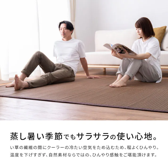 萩原 HAGIHARA い草ラグ 南風191×191ブラウン 81847300【別送品】
