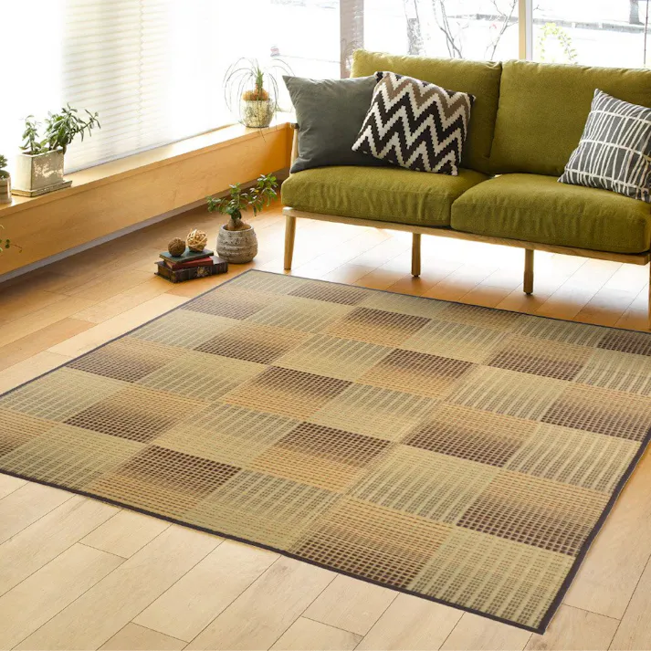 萩原 HAGIHARA 収納簡単 い草ふっくらラグ クレパス180×240グリーン 81909122【別送品】