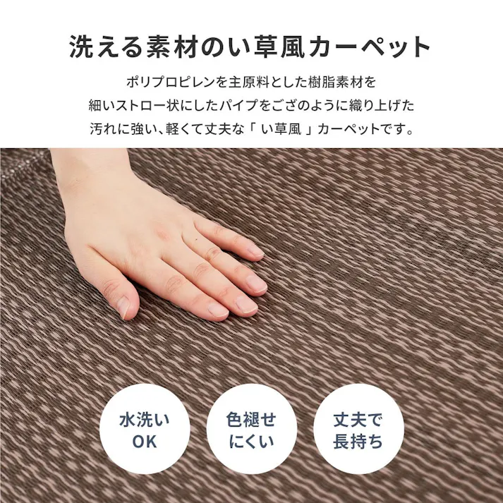 萩原 HAGIHARA 洗えるい草風カーペット ライアン 江戸間1畳87×174グリーン 18912810【別送品】