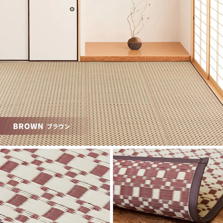 萩原 HAGIHARA 洗えるい草風カーペット ルイス 江戸間10畳440×348グリーン 81961990【別送品】