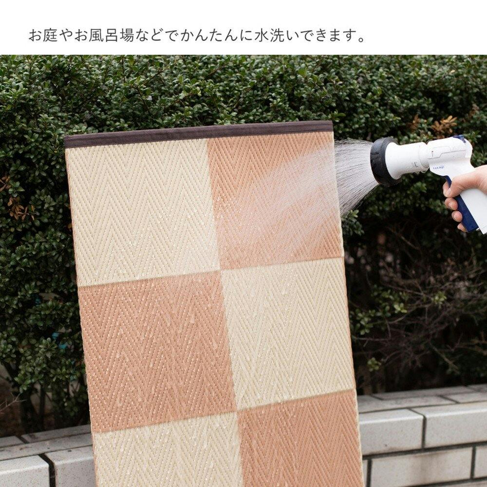 萩原 HAGIHARA 洗えるい草風カーペット 倉間 本間8畳382×382グリーン