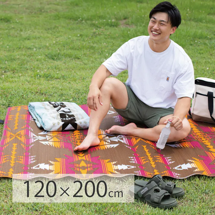 萩原 HAGIHARA 丈夫で洗えるレジャーラグ クライヴ120×200オレンジ 81963410【別送品】