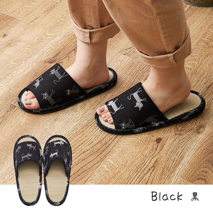 萩原 HAGIHARA 国産い草スリッパ モノネコ26cmブルー 81945120【別送品】