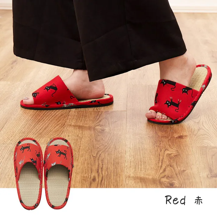 萩原 HAGIHARA 国産い草スリッパ モノネコ26cmブルー 81945120【別送品】