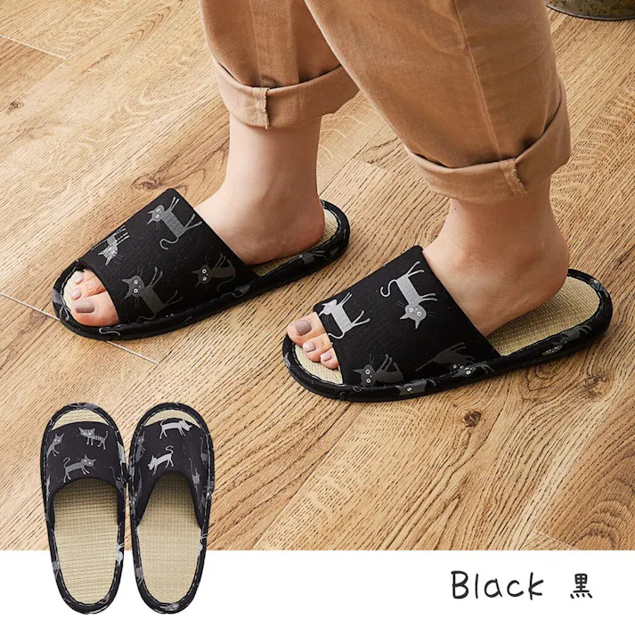 萩原 HAGIHARA 国産い草スリッパ モノネコ28cmブルー 81945121【別送品】