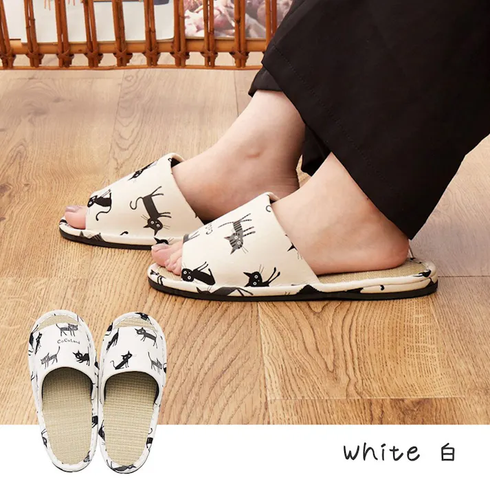 萩原 HAGIHARA 国産い草スリッパ モノネコ28cmレッド 81945131【別送品】