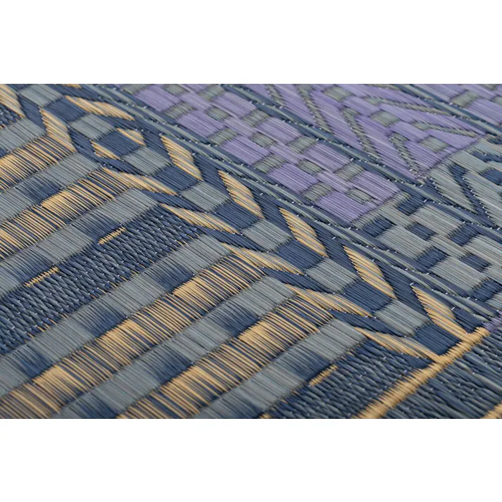 萩原 HAGIHARA 国産い草玄関マット(裏貼り) オリエンタル 30×120ブルー 81816303 4955872533865【別送品】