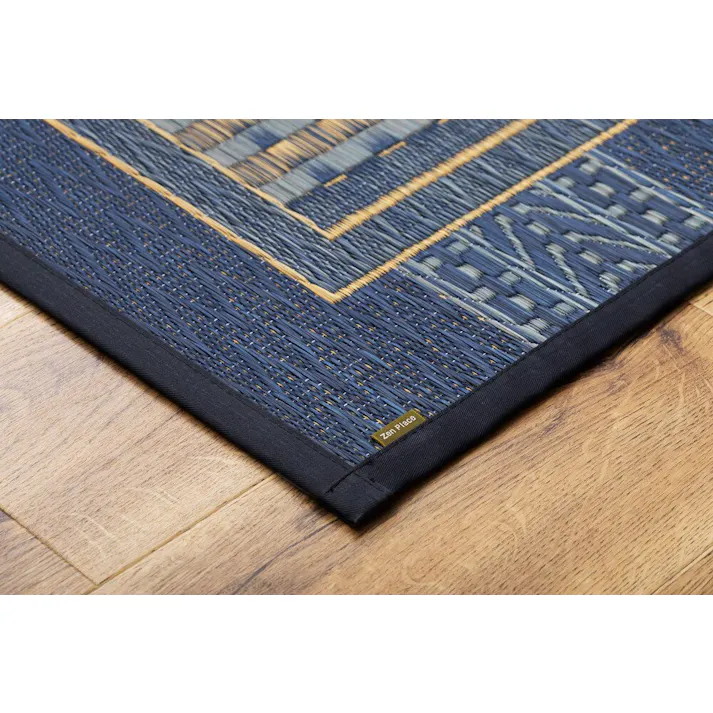 萩原 HAGIHARA 国産い草玄関マット(裏貼り) オリエンタル 30×120ブルー 81816303 4955872533865【別送品】