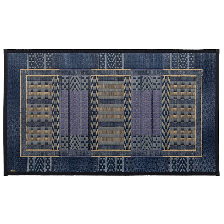 萩原 HAGIHARA 国産い草玄関マット(裏貼り) オリエンタル 70×120ブルー 81816304 4955872533872【別送品】