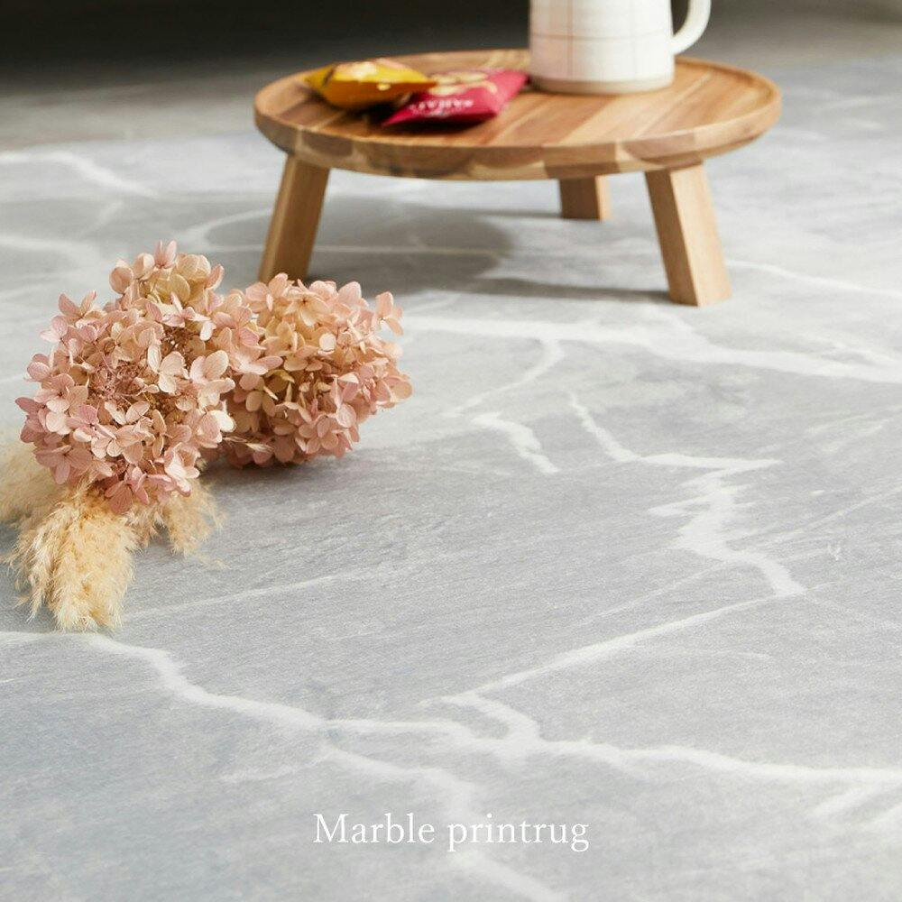 萩原 HAGIHARA 大理石柄のソフトフランネルラグ190×190グレー