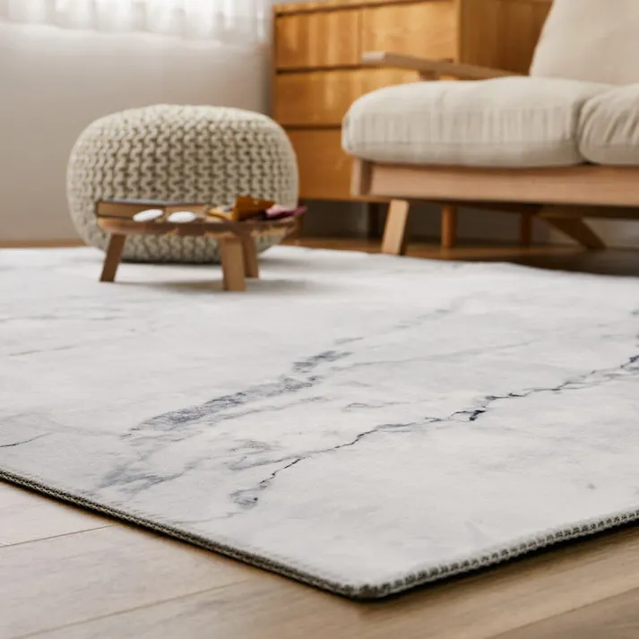 萩原 HAGIHARA 大理石柄のソフトフランネルラグ190×240グレー 270608012 4955872941707【別送品】