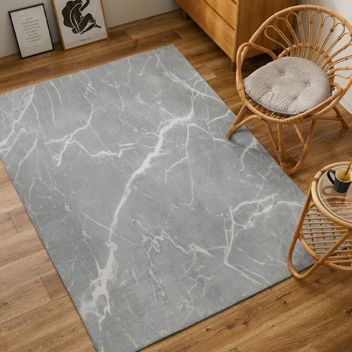 萩原 HAGIHARA 大理石柄のソフトフランネルラグ190×240グレー 270608012 4955872941707【別送品】