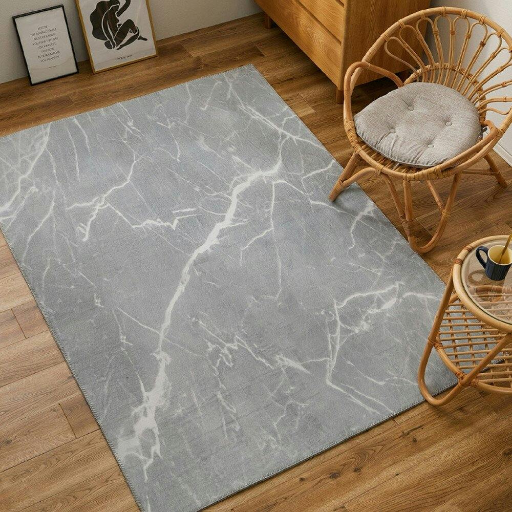 萩原 HAGIHARA 大理石柄のソフトフランネルラグ190×240ブラック