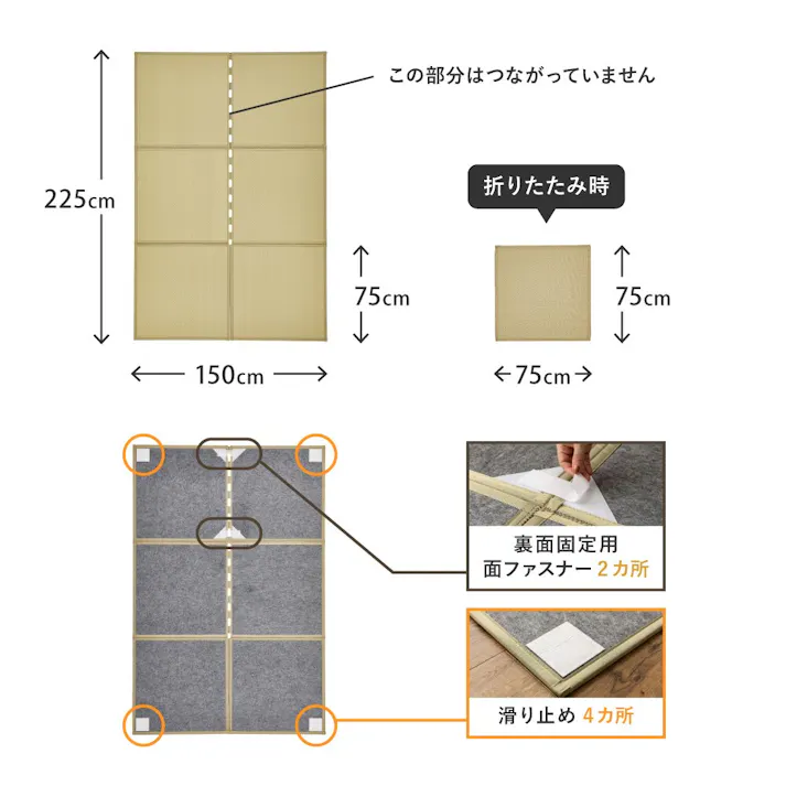 HAGIHARA 連結畳 置き畳 綾模様 6面 150×225cm ブラウン 4955872965222 160900710【別送品】