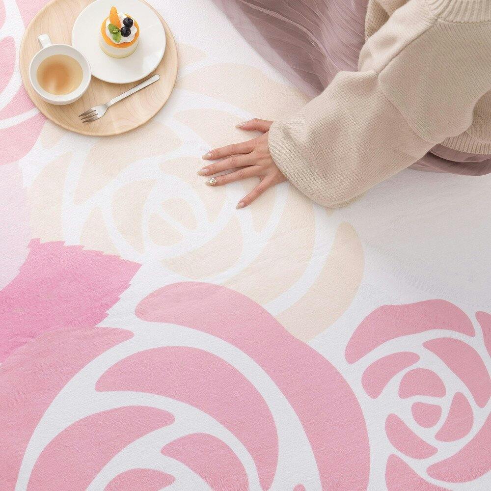 HAGIHARA 姫系ローズ柄ラグ レネ2 190×190 4955872825243 240626200