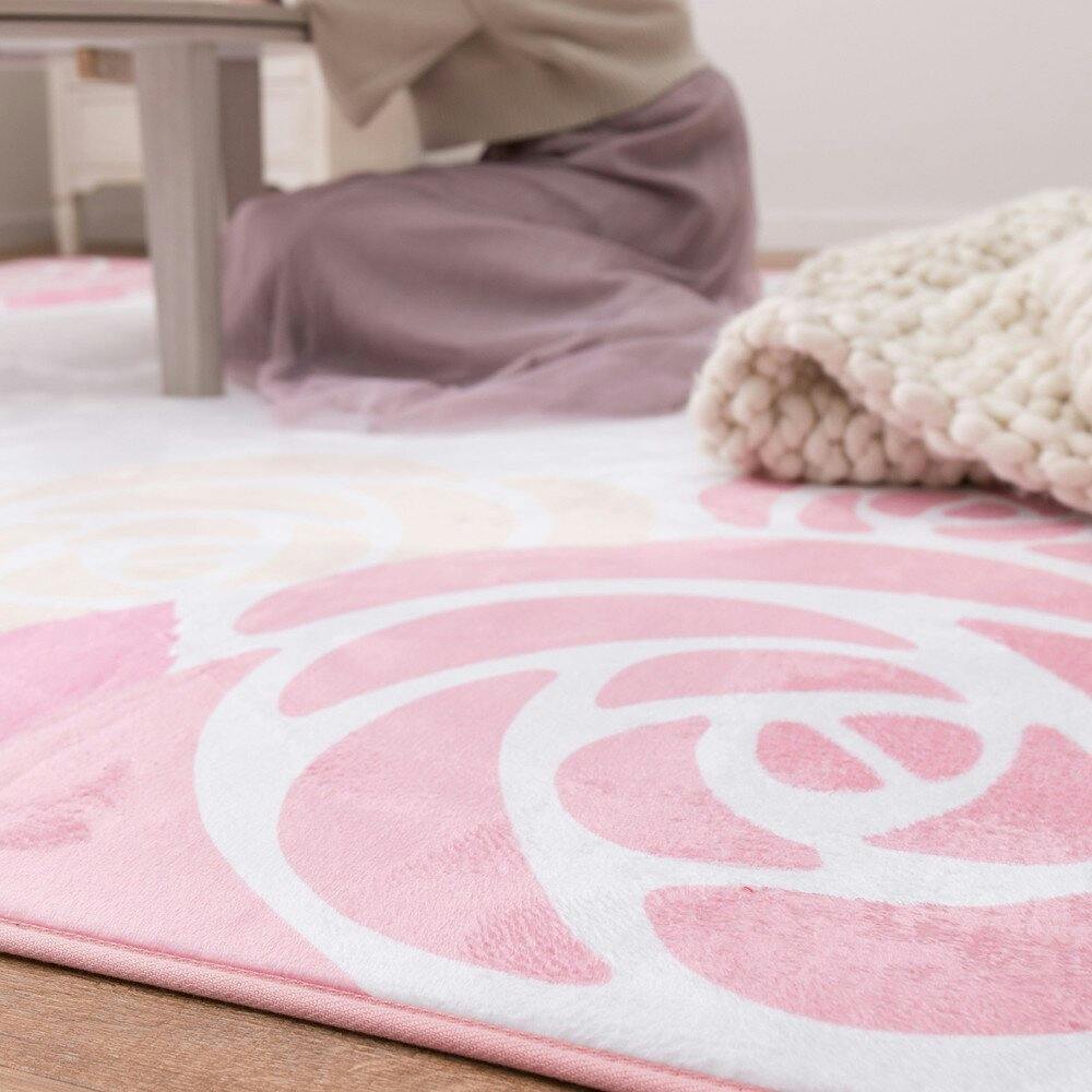 HAGIHARA 姫系ローズ柄ラグ レネ2 190×190 4955872825243 240626200