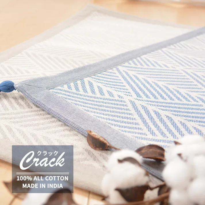 HAGIHARA インド綿のふっくら玄関マット クラック 50×80 ネイビー 4955872853932 270080641【別送品】