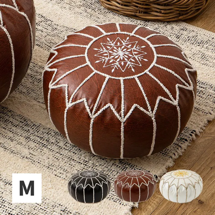 HAGIHARA 合皮のモロッカンプフ Mサイズ 40×40×20 ブラウン スツール 4955872913827 270083910【別送品】