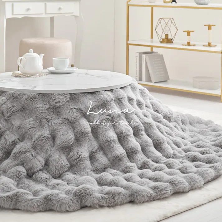 HAGIHARA ポコポコラビットファーのこたつ布団 ルナ 正方形 190X190 アイボリー あたたかい 冬 ふんわり ファミリー 一人暮らし リビング 270611410【別送品】