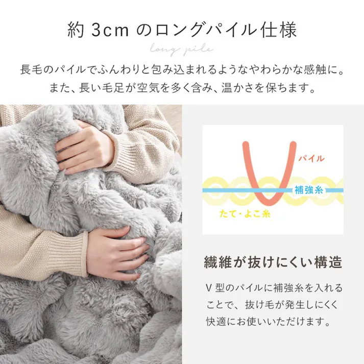 HAGIHARA ポコポコラビットファーのこたつ布団 ルナ 正方形 190X190 アイボリー あたたかい 冬 ふんわり ファミリー 一人暮らし リビング 270611410【別送品】