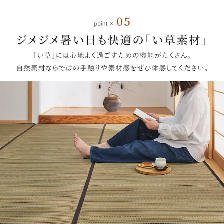 い草カーペット 裏貼り 涼み 江戸間6帖 ブラウン 消臭 調湿 抗菌 HAGIHARA 81970960【別送品】