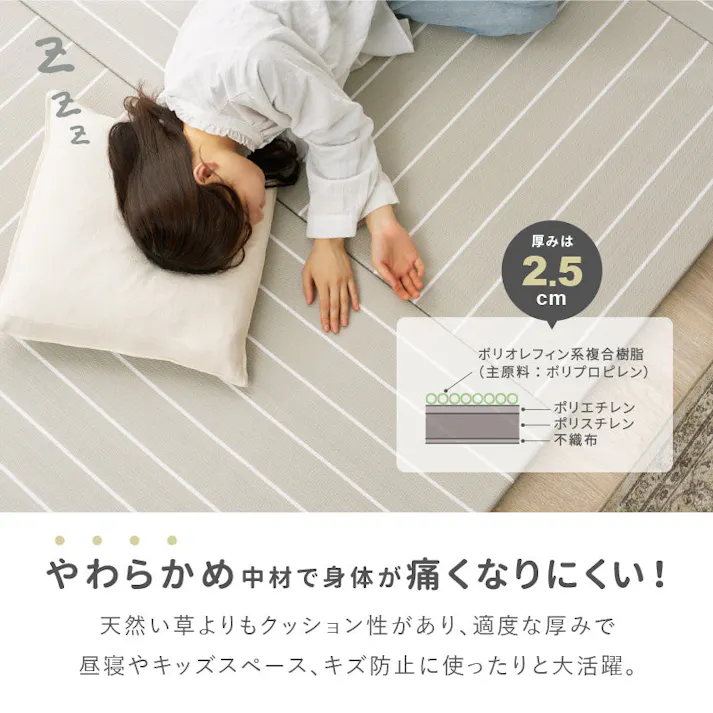 い草風置き畳 コトリナ 約82×82×2.5cm グレー 水拭き可能 滑り止め クッション性 HAGIHARA 160901501【別送品】