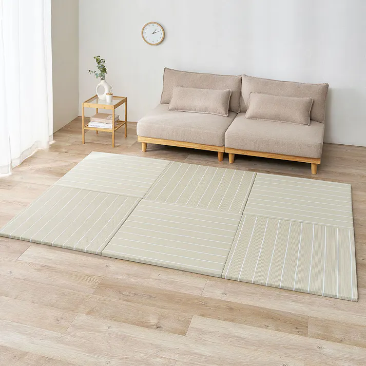 い草風置き畳 コトリナ 6枚組 約82×82×2.5cm ベージュ 水拭き可能 滑り止め クッション性 HAGIHARA 160901510【別送品】