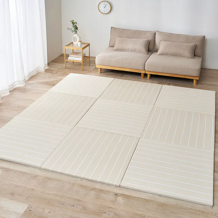 い草風置き畳 コトリナ 6枚組 約82×82×2.5cm ライトベージュ 水拭き可能 滑り止め クッション性 HAGIHARA 160901512【別送品】