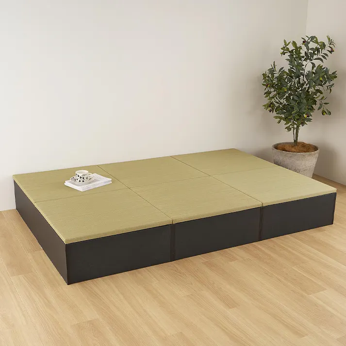 タタミ座 ブラック 約65×65×24cm+紗彩 ナチュラル 約65×65cm 1枚セット 収納付小上がり 和空間 大容量 HAGIHARA 160901900【別送品】