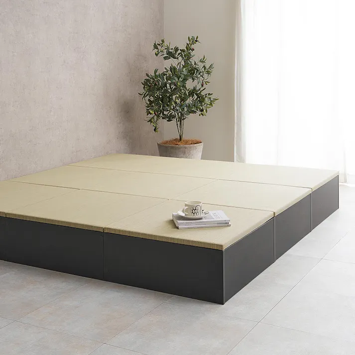 タタミ座 ブラック 約65×65×24cm+紗彩 ナチュラル 約65×65cm 1枚セット 収納付小上がり 和空間 大容量 HAGIHARA 160901900【別送品】