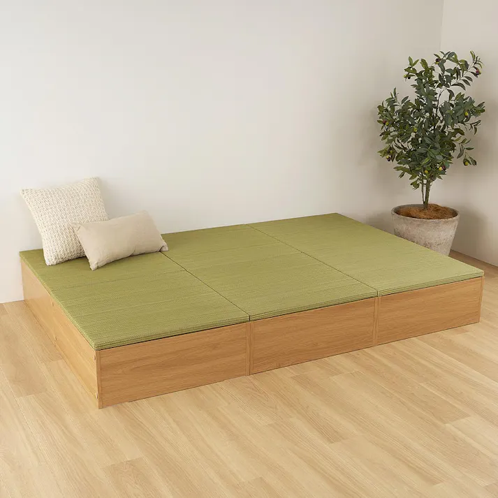 タタミ座 ナチュラル 約130×65×24cm+紗彩 グリーン 約65×65cm 2枚セット 収納付小上がり 和空間 大容量 HAGIHARA 160902032【別送品】