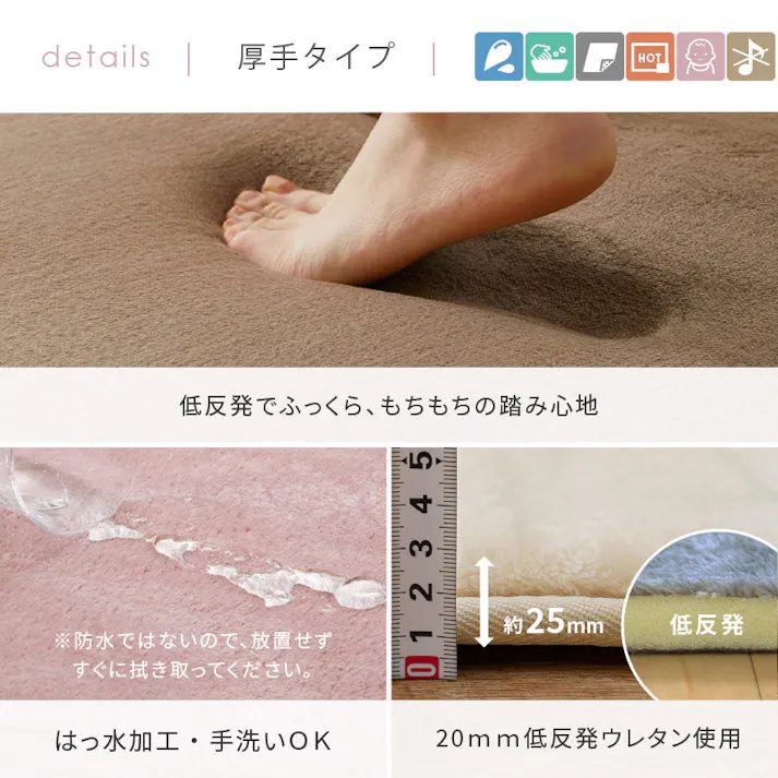 洗えるラグ メレンゲタッチ 約185cm 円形 ホワイト 撥水 丸形 滑り止め HAGIHARA 240620522【別送品】