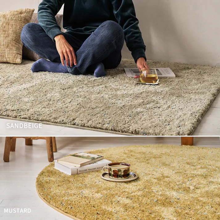 ミックスシャギーラグ Liva リーヴァ 約200×250cm グレージュ 高密度ボリュームラグ 滑り止め 床暖房・ホットカーペット対応 HAGIHARA 240653513【別送品】