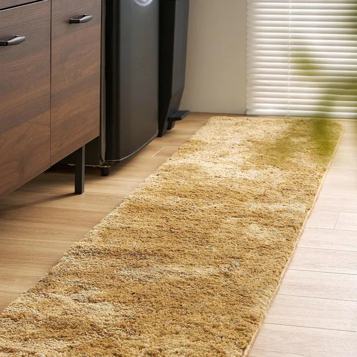 ミックスシャギーマット Liva リーヴァ 約45×180cm マスタード 高密度ボリュームマット 滑り止め 床暖房・ホットカーペット対応 HAGIHARA 240653537【別送品】