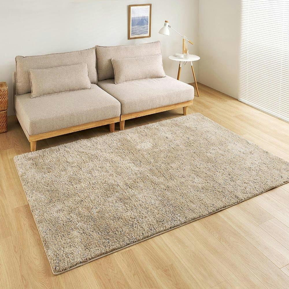 ミックスシャギーラグ Liva リーヴァ 約200×200cm サンドベージュ 高