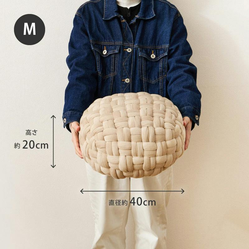 クッションスツール ベルベットプフ Mサイズ ベージュ オットマン