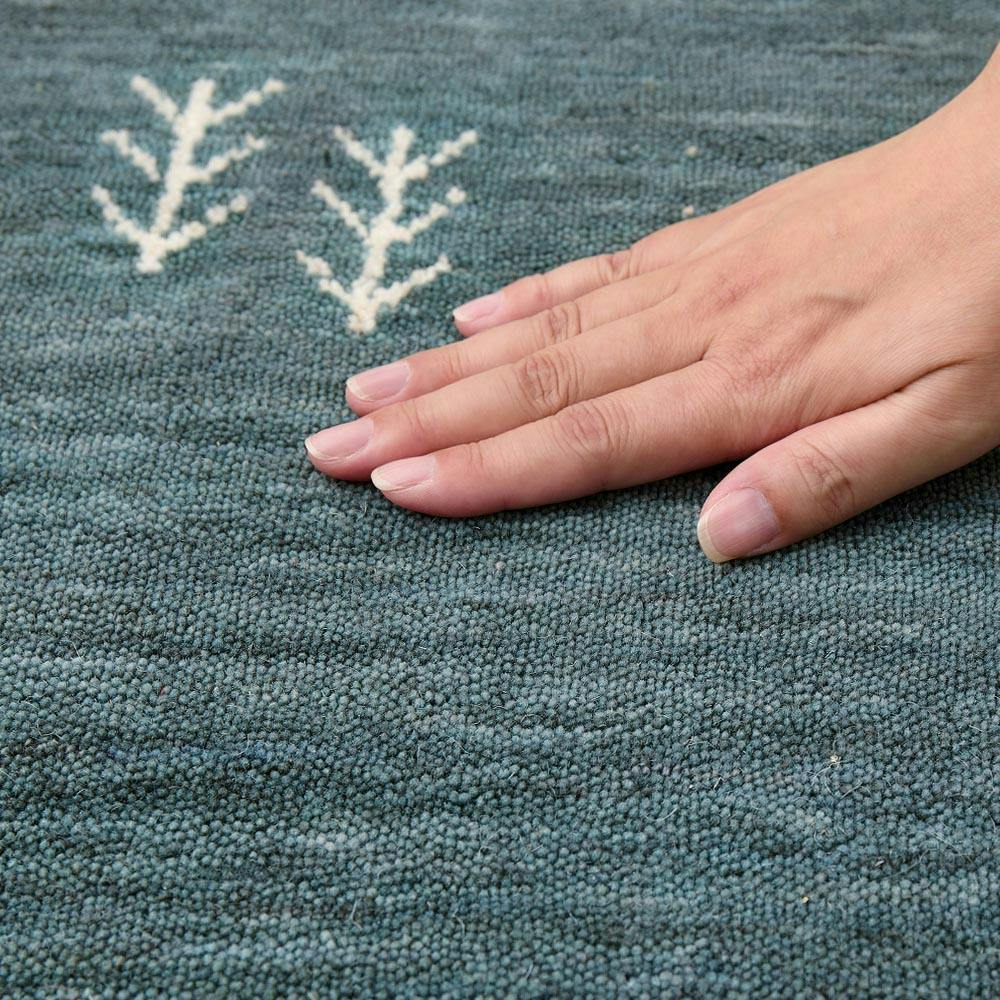 ギャッベ マット GABBEH TX 約45×75cm ブルー ウール オールシーズン