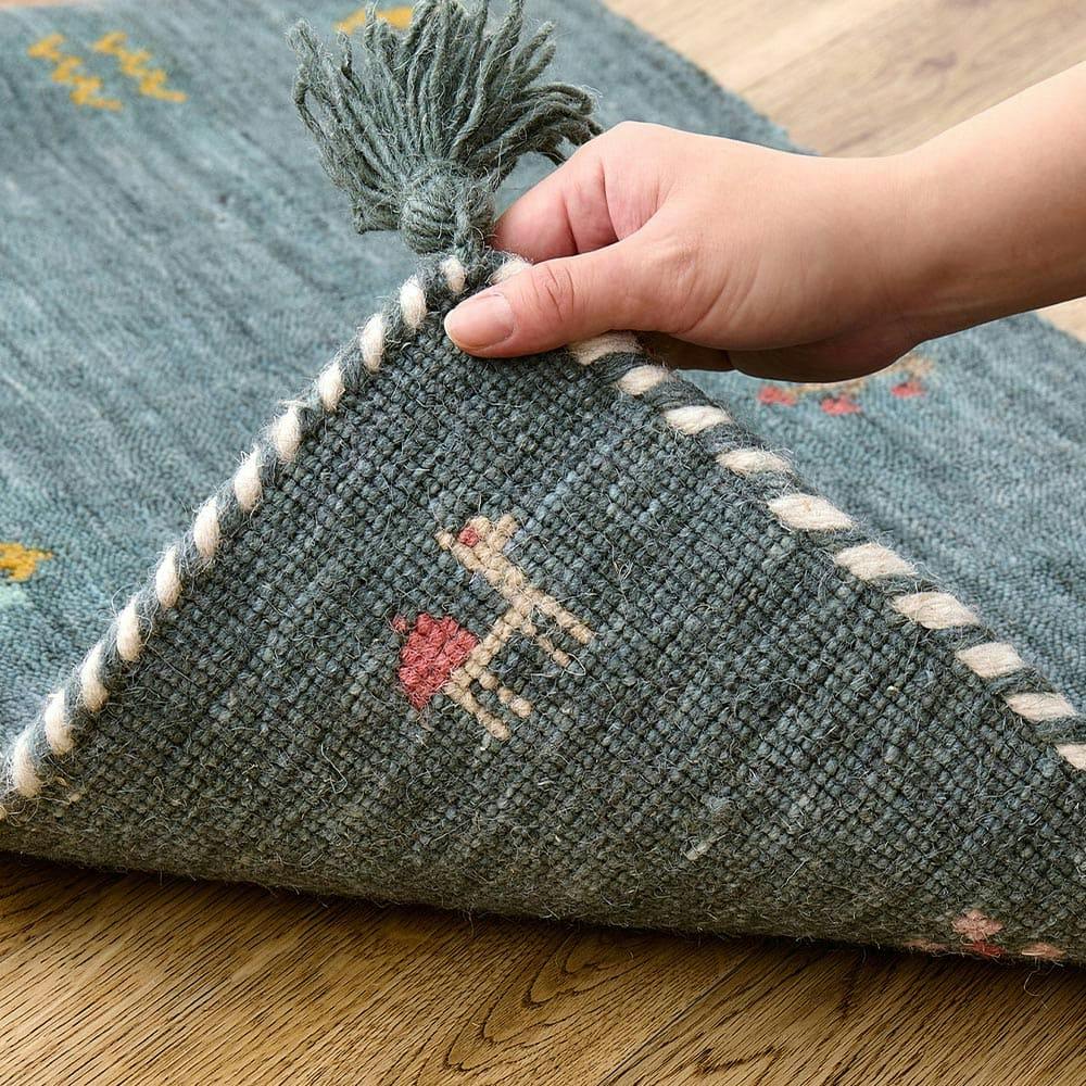 ギャッベ ラグ GABBEH TX 約100×140cm ブルー ウール オールシーズン