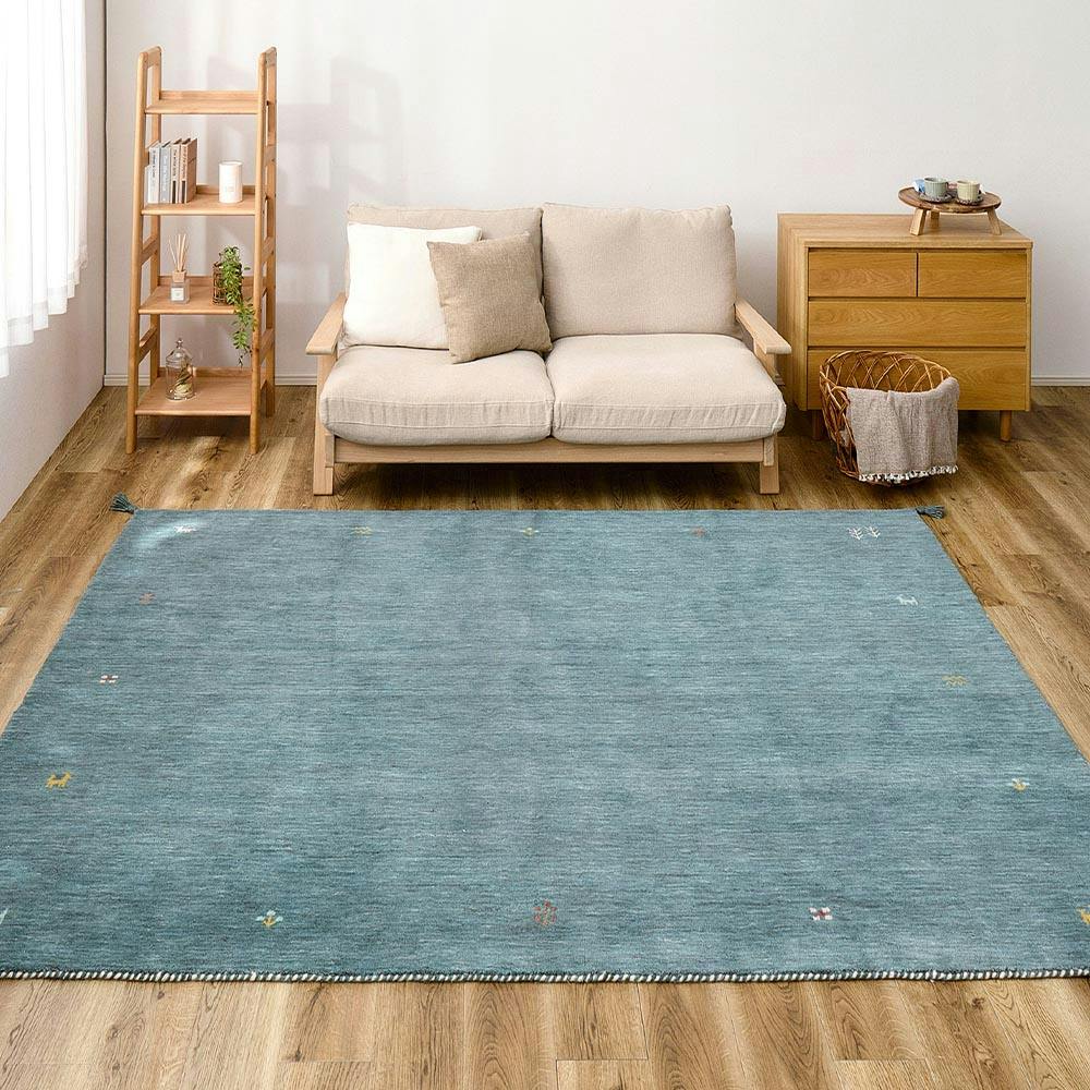 ギャッベ ラグ GABBEH TX 約100×140cm ブルー ウール オールシーズン