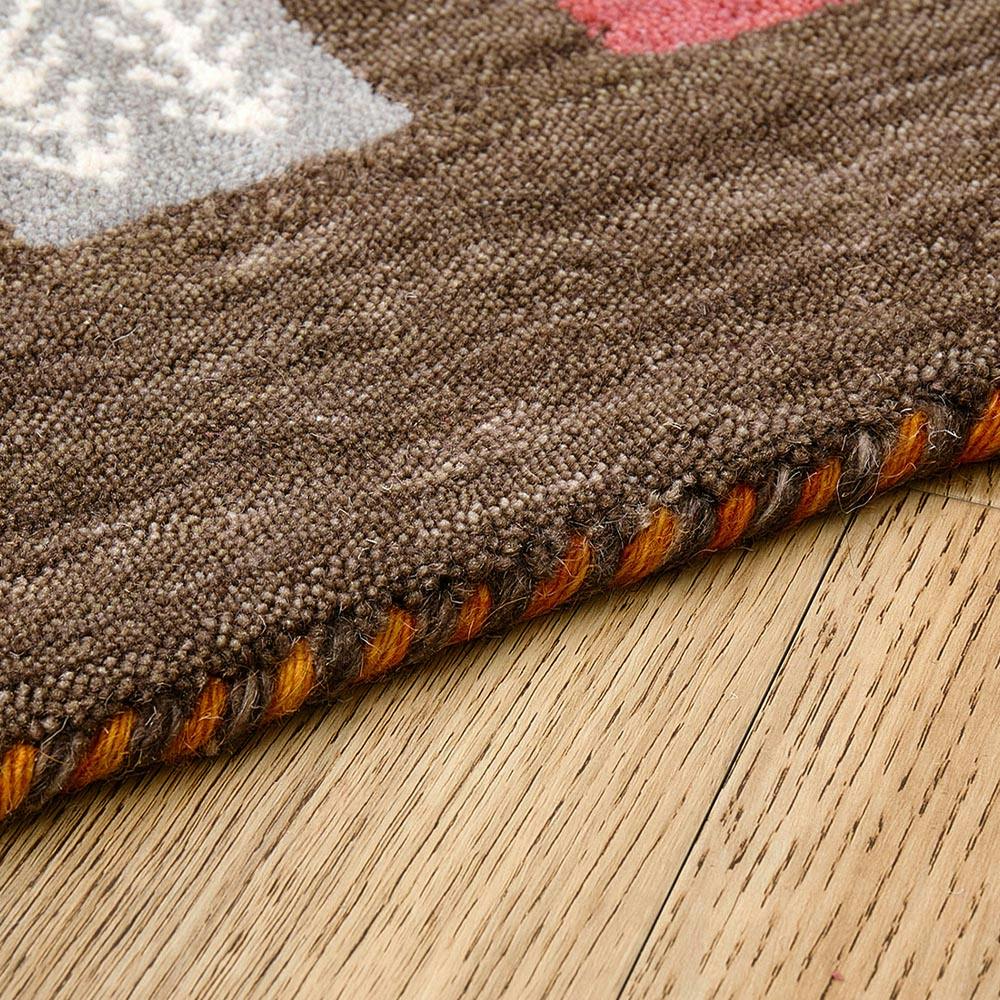 ギャッベ マット GABBEH TX 約60×90cm ブラウン ウール オールシーズン