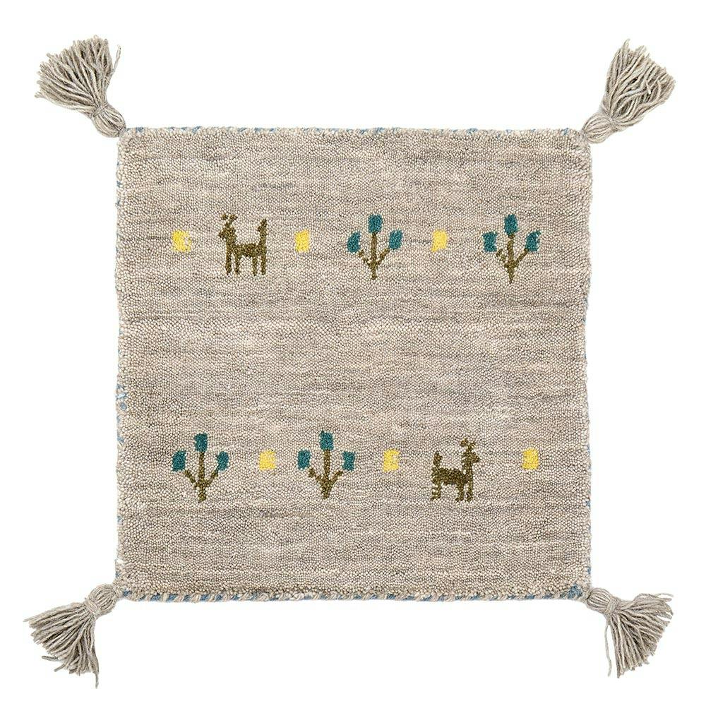 ギャッベ チェアパッド GABBEH TX 約40×40cm グレー ウール オール