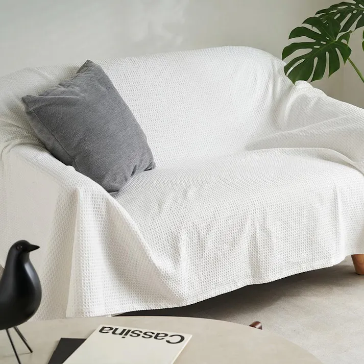 スローケット ソリッド 約140×200cm アイボリー コットン オールシーズン うす掛け HAGIHARA 270104900【別送品】