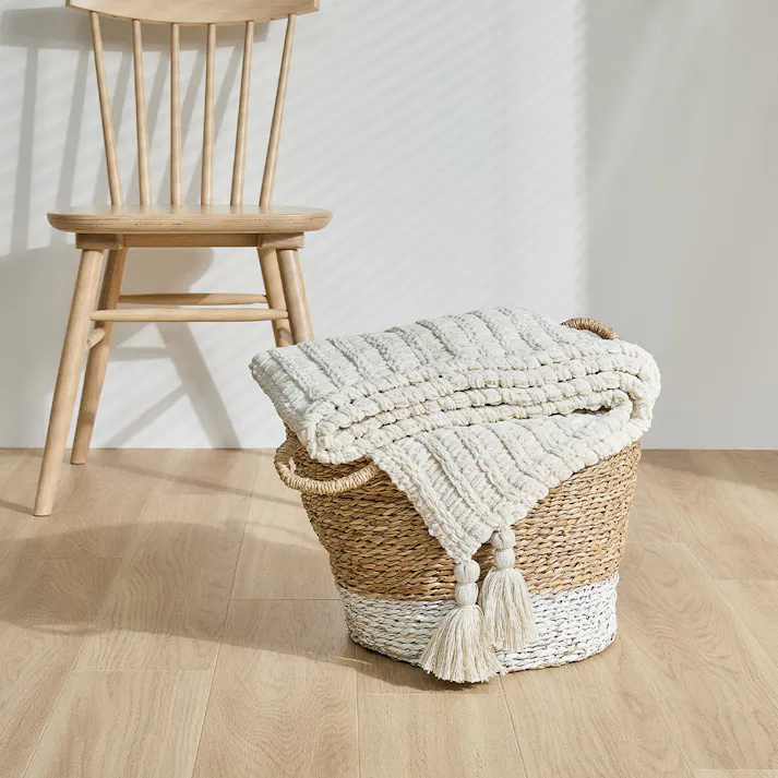 ブランケット アンネ 約130×180cm アイボリー ニットケット 洗濯可 クッション HAGIHARA 270105010【別送品】