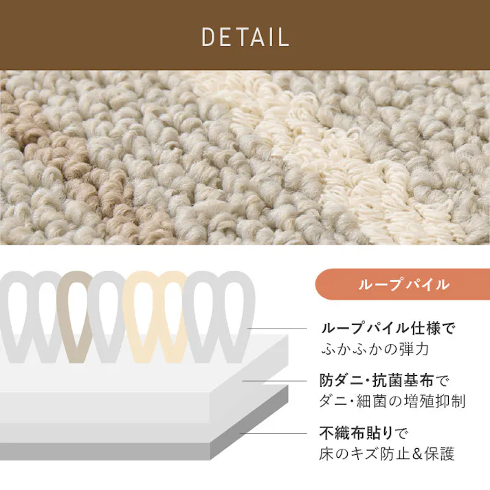 綿混タフトラグ モーリム 約185×185cm グリーン 国産 2帖用 床暖房・ホットカーペット対応 HAGIHARA 350126901【別送品】