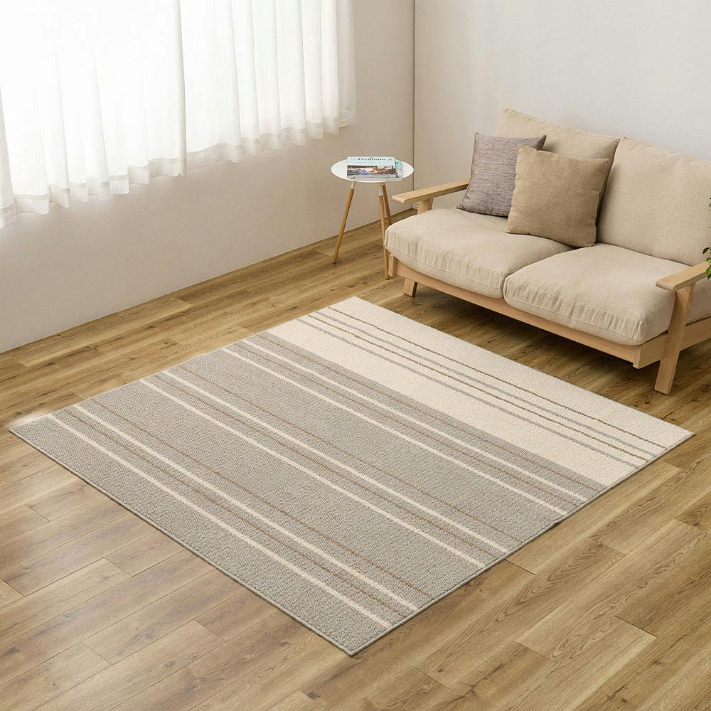 綿混タフトラグ モーリム 約130×185cm グレー 国産 1.5帖用 床暖房