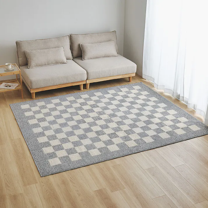 ダイニングラグ モニカ 約180×220cm グレー 防ダニ 抗菌 撥水 HAGIHARA 350127710【別送品】