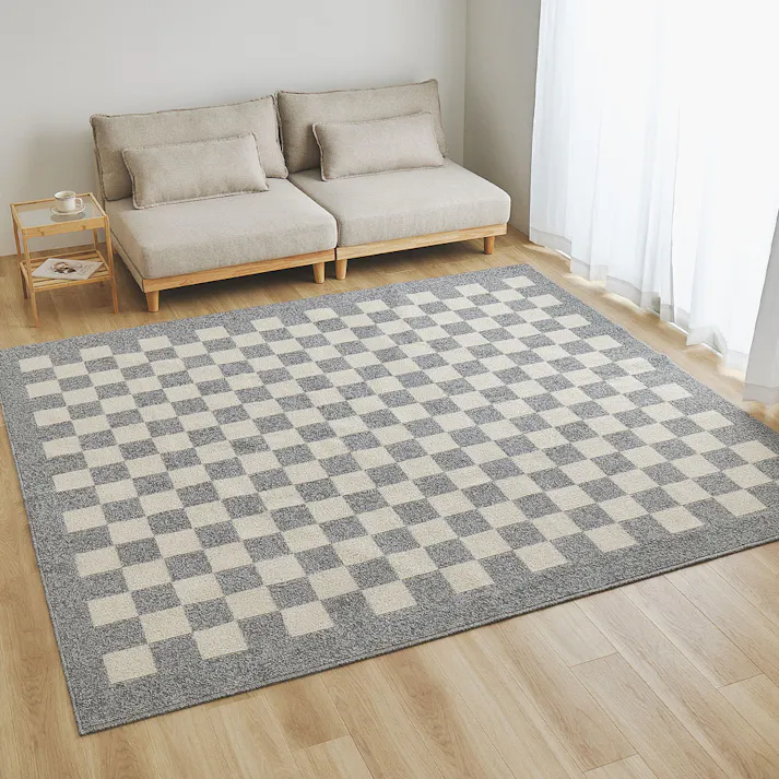 ダイニングラグ モニカ 約180×220cm グレー 防ダニ 抗菌 撥水 HAGIHARA 350127710【別送品】