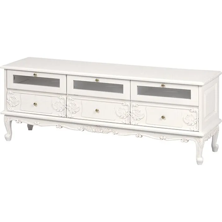 萩原スリーアイ HAGIHARA リビングボード RTV-1775AW アンティークホワイト 幅153.5cm 配送方法:(開梱設置) 4934257149679【別送品】