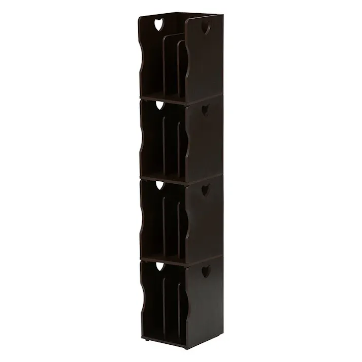 萩原スリーアイ HAGIHARA ブックスタンド 4個組 MM-7205DBR-S ダークブラウン 仕切り2枚タイプ 4934257171601【別送品】